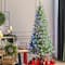 Glitzhome® 7.5ft Pre-Lit Green Cashmere Slim Pine Artificial Christmas Tree, Multicolor LED Lights